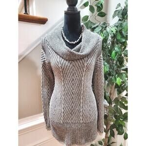 Eight Eight Eight Women's Gray Cotton Cowl Neck Long Sleeve Pullover Sweater M